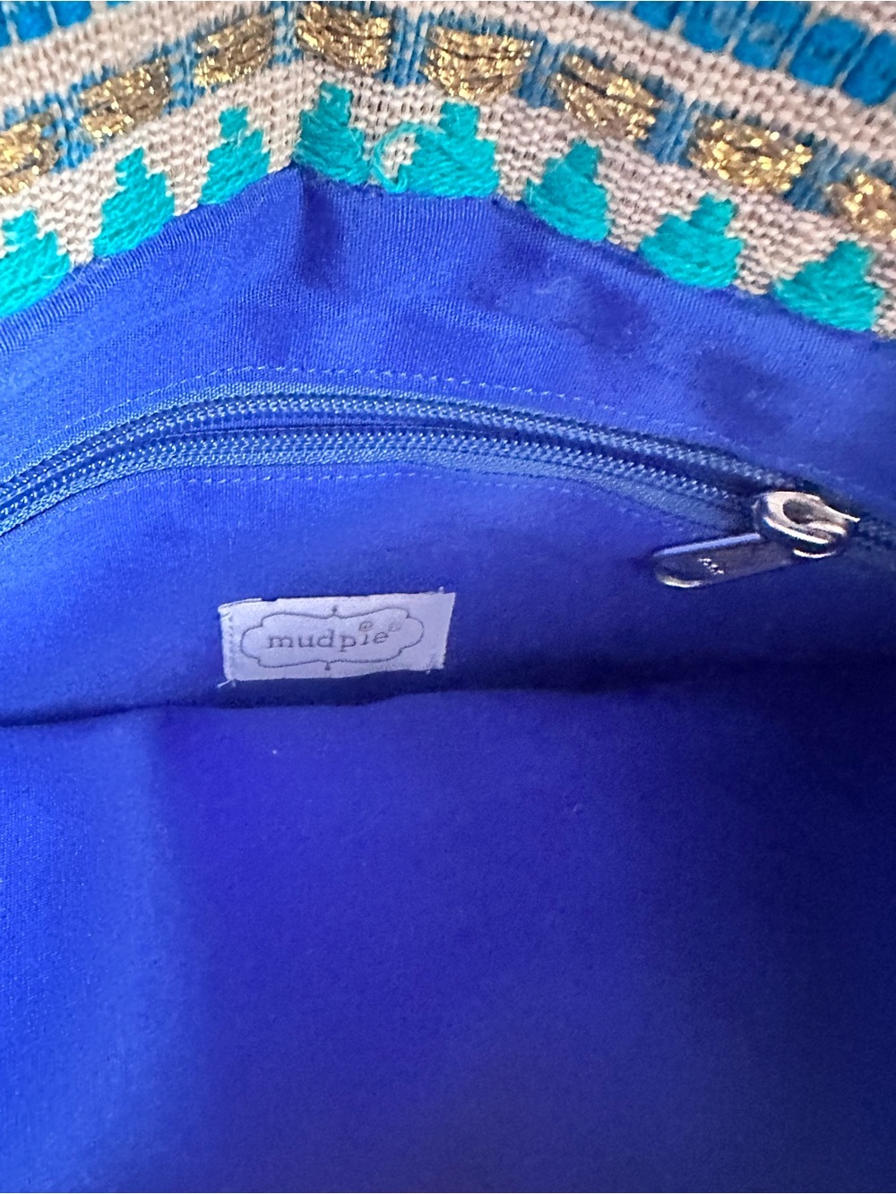 NWOT Boho Tassel Clutch - Blue & Pink Woven Envelope Bag - Picture 4 of 6